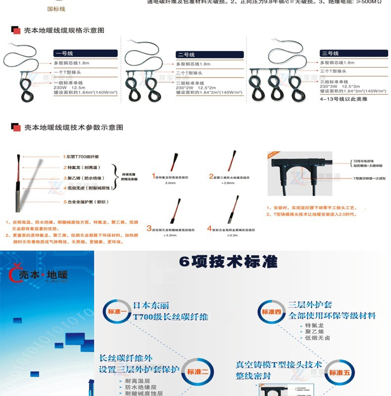 壳本碳纤维发热电缆